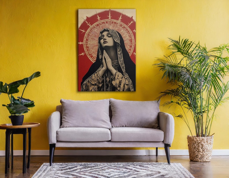 Our Lady of Sorrows Canvas Wall Art, Dark Gothic Virgin Mary Print ...