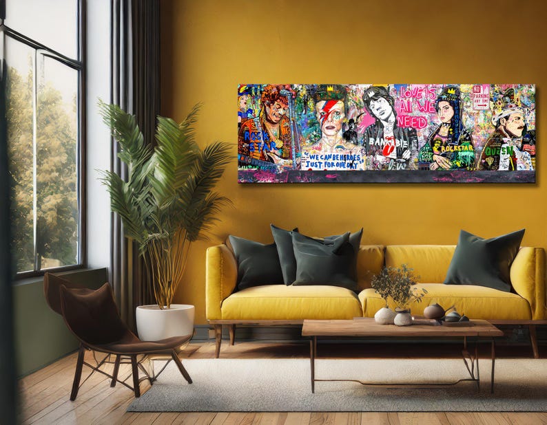 Banksy Rockstar Multi character Pop Art Canvas David Bowie Mick banksy-rockstar-multi-character-pop-art-canvas-david-bowie-mick