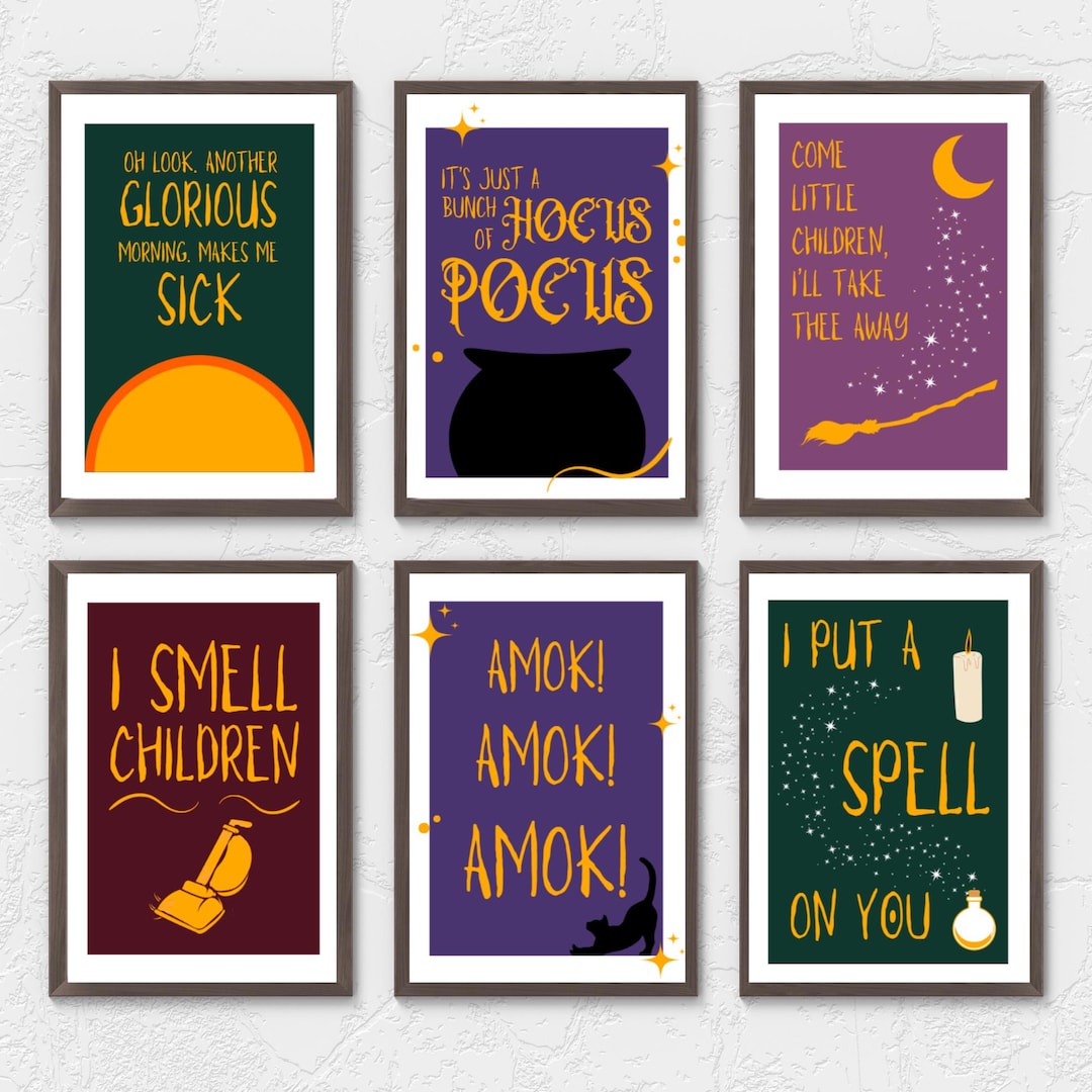 hocus-pocus-quote-print-set-halloween-wall-art-etsy