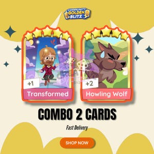 TRANSFORMED & HOWLING WOLF - Golden Blitz Monopoly_GO Combo Package 2 Cards