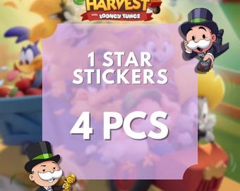 Paquete de pegatinas Mono_poly_GO de 1 estrella (4 piezas) Álbum Happy Harvest