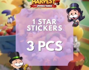 Paquete de pegatinas Mono_poly_GO de 1 estrella (3 piezas) Álbum Happy Harvest