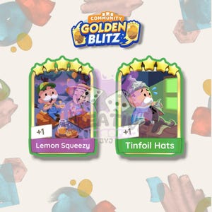 Lemon Squeezy & Tinfoil Hats | Sticker Golden Blitz Monopoly_go | Happy Harvest Album