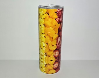 Gobelet aux fruits arc-en-ciel, tasse orange mandarine, pastèque kiwi fraise myrtille, bouteille d'eau 20 oz, 12 oz
