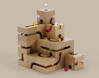 Omegarun Wooden Marble Run, STEM Educational Toy, Family Game, 3d Puzzles, Learning Toy