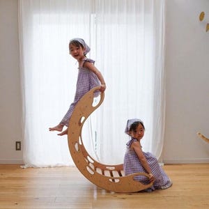 Natural Wood Kids Rocker – Montessori Balance Board, Indoor Play image 6