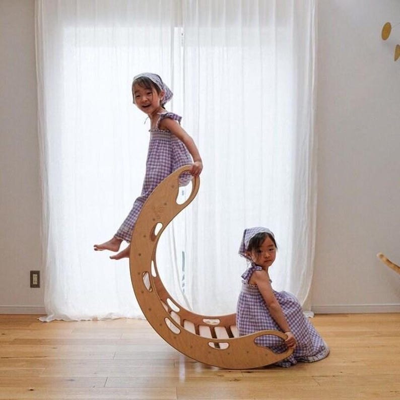 Natural Wood Kids Rocker – Montessori Balance Board, Indoor Play image 6