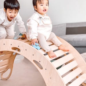 Natural Wood Kids Rocker – Montessori Balance Board, Indoor Play image 4