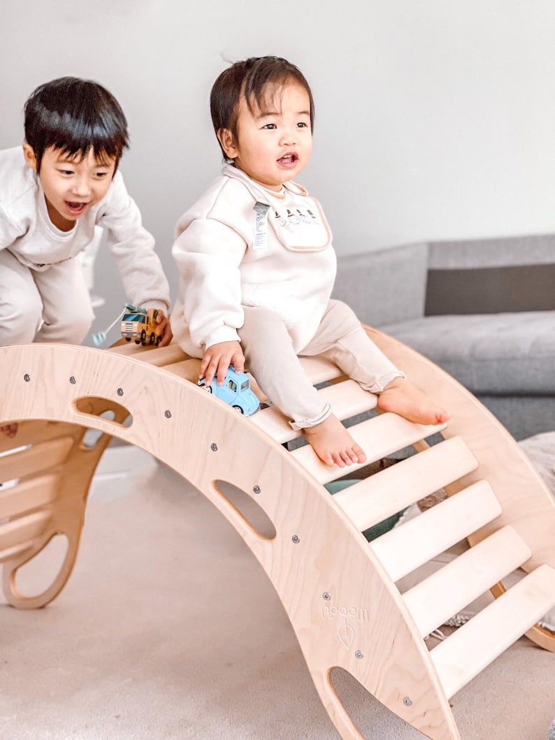 Natural Wood Kids Rocker – Montessori Balance Board, Indoor Play image 4