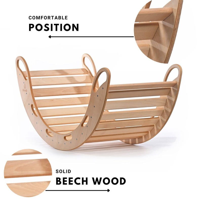 Natural Wood Kids Rocker – Montessori Balance Board, Indoor Play image 9
