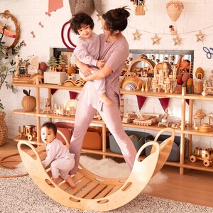 Natural Wood Kids Rocker – Montessori Balance Board, Indoor Play image 8