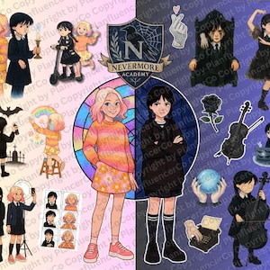 Wednesday addams stickers pack - Etsy 日本 Wednesday ステッカー