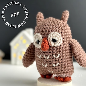 Amigurumi Owl Crochet Pattern PDF – Cute Forest Animal Plush – Digital Download in US Terms – Printable DIY Softie Crochet Toy Tutorial