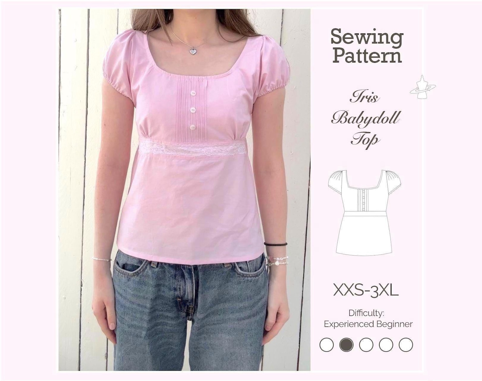 Iris Babydoll Summer Top Sewing Pattern / Beginner Friendly / Size Xxs ...