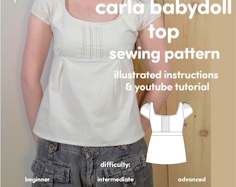 Cartamodello per top estivo babydoll Carla / adatto ai principianti / taglie dalla XXS alla 3XL / file PDF digitali