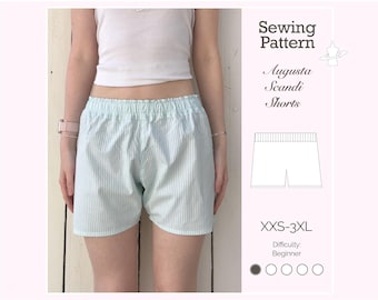 Cartamodello per pantaloncini estivi Augusta Scandi / Adatto ai principianti / Taglie dalla XXS alla 3XL / File PDF digitali