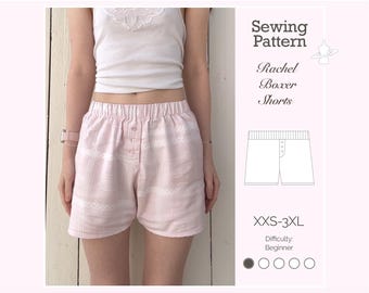 Patrón de costura para calzoncillos bóxer de pijama Rachel / apto para principiantes / tallas XXS-3XL / archivos PDF digitales