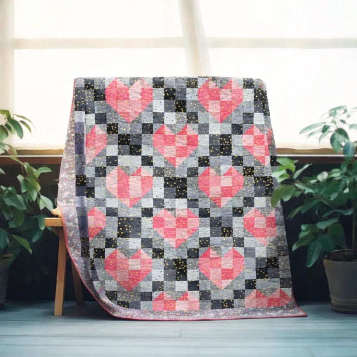 Heartstring Quilt Pattern Heartstrings Harmony Quilt Pattern PDF | Scrappy Heart Patchwork Quilt ...