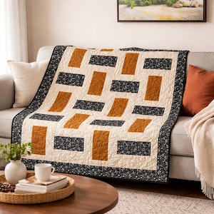 Modern Minimalist Throw Quilt Pattern | Beginner Friendly (PDF Pattern, 58x70in)