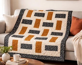 Modern Minimalist Throw Quilt Pattern | Beginner Friendly (PDF Pattern, 58x70in)