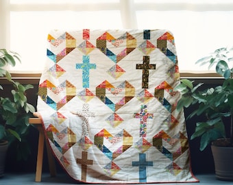 Crossroads of Hearts Quilt Pattern PDF | Heart Patchwork Quilt | 48 x 66 | Romantic Throw Quilt | Instant Download