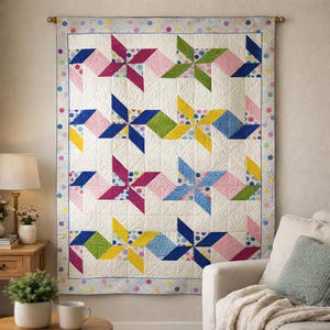 Playful Pinwheel Quilt Pattern | Multi-Size Patchwork, Beginner Friendly (PDF Download)