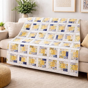 Patron de courtepointe en nid d'abeille PDF | Jeté moderne adapté aux débutants (58 x 78 po.