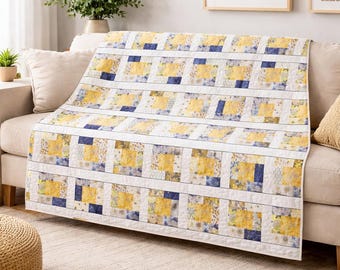 ハニカムキルトパターンPDF | 初心者向けモダンスロー（58 x 78インチ）