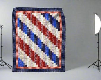 Patrón de colcha con ondas patrióticas / Manta americana (48 x 64) (Descargar PDF)