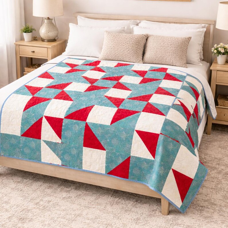 ルビースターライトキルトパターン｜ミニスターパッチワークウォールハンギング（PDFダウンロード） 画像 2