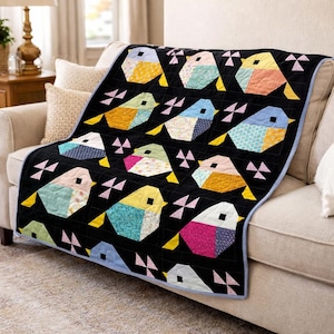 Feathered Friends Quilt Pattern PDF | Bird Quilt Pattern | Baby Quilt Pattern | Modern Animal Quilt | Digital Download