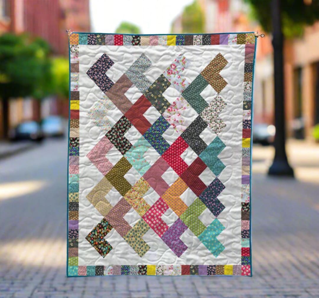 Bright Angles Quilt Pattern | Modern Geometric Scrappy Throw (PDF ...
