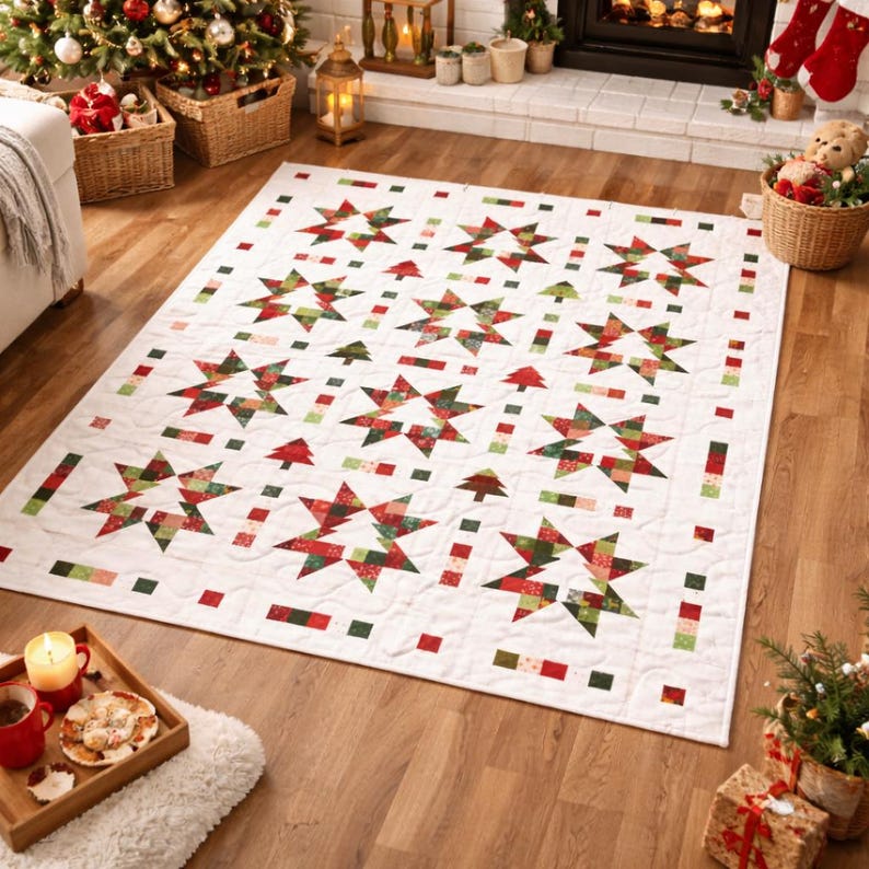 Holiday Starburst Quilt Pattern | Christmas Patchwork Bed Runner (PDF ...