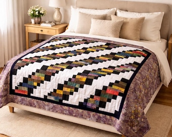 Modello per trapunta "Passeggiata serale" / Patchwork diagonale moderno con ritagli di stoffa (Download digitale)