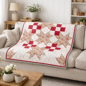 Autumn Star Patchwork Quilt Pattern | 50" Square Throw (PDF Pattern)