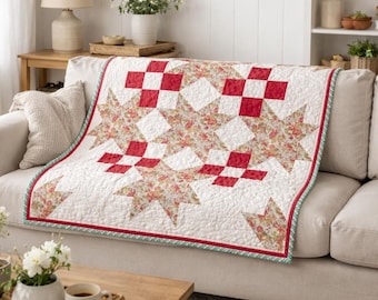 Quiltpatroon herfstster patchwork | 50" vierkante plaid (pdf-patroon)