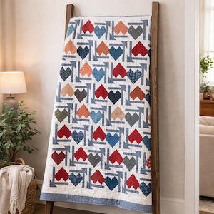 Zip Love Quilt Pattern | Romantic Patchwork Lap Size (Digital PDF Download)