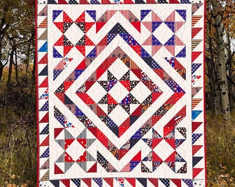 Cosmic Glow Star Quilt Pattern | Modern Patchwork, Baby & Throw (PDF Pattern)