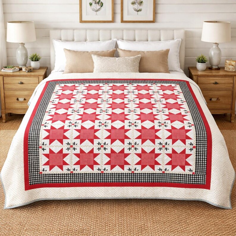 Scarlet Radiance Quilt Pattern PDF | Queen Size 90 x 103 | Elegant Patchwork Quilt | Bed Quilt Pattern | Instant Download image 5