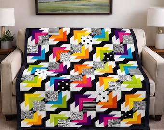 Regenbogen Bliss Quilt Anleitung | Farbenfrohes Patchwork, Modernes Design (PDF Download)