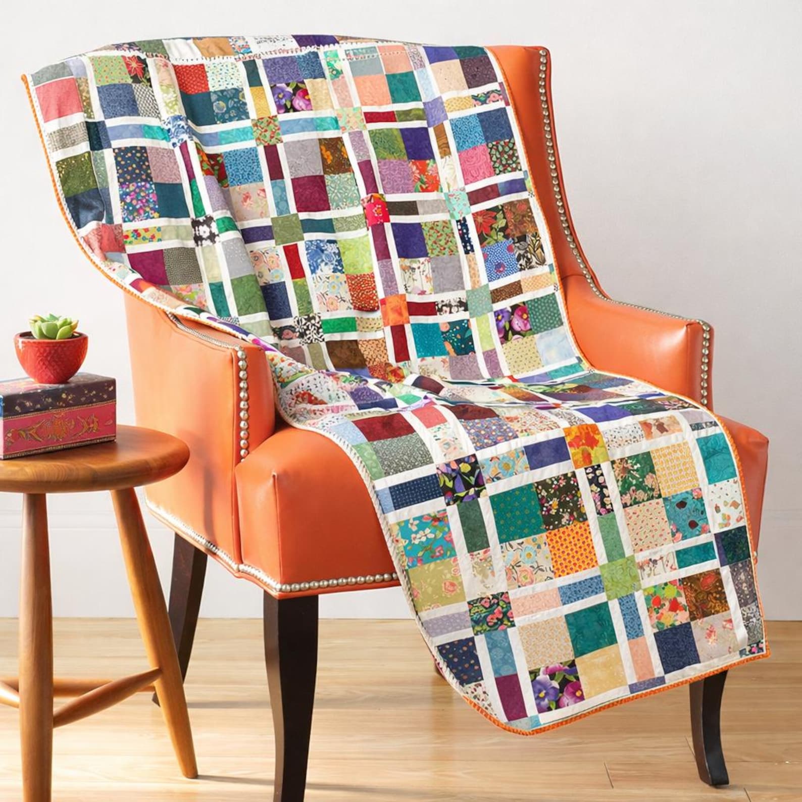 Scrappy Patchwork Quilt Pattern | Colorful Throw or Twin Size (PDF ...