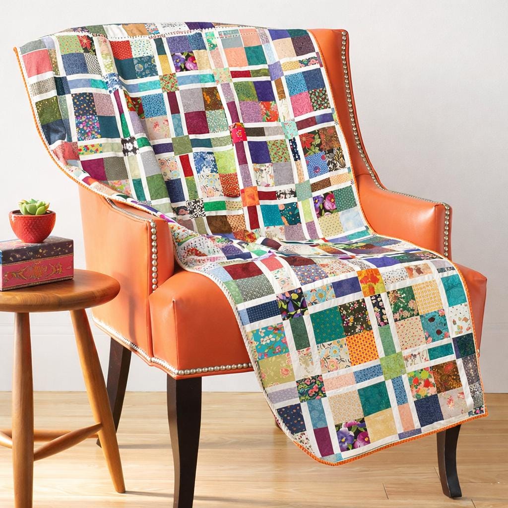 Scrappy Patchwork Quilt Pattern | Colorful Throw or Twin Size (PDF ...