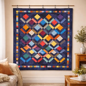 Kaleidoscope Dream Quilt Pattern | Colorful Geometric Throw (PDF Pattern, 59x82in)