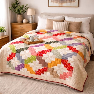 Padrão de colcha Pinwheel Garden | Vários tamanhos, do bebê ao king (padrão em PDF)