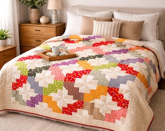 Windrad Garten Quilt Anleitung | Multi-Size Baby to King (PDF Nähanleitung)
