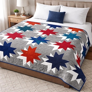 Double Star Quilt Pattern | Modern Patchwork Throw (PDF Pattern)