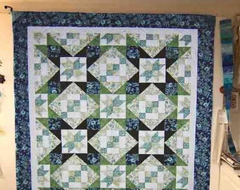 Quiltpatroon Dublin Steps | Geometrisch patchwork, modern ontwerp (pdf-download)
