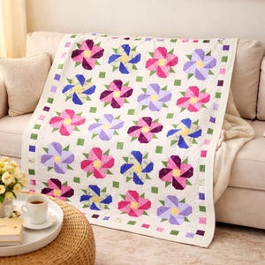 Pocket Full of Posies Quilt Pattern | Floral Patchwork Baby, Lap Sizes (PDF Download)