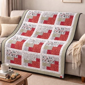 Molde para colcha de inverno estilo cabana | Manta rústica de patchwork (Download digital em PDF)