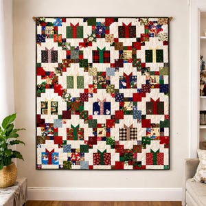 Christmas Present Quilt Pattern | Holiday Patchwork Throw (60x72) (PDF Pattern)